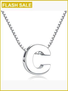 925 Sterling Silver Initial Pendant Necklace A-Z Personalized Letter Charm